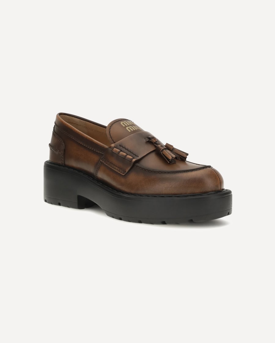 Miu Miu Smooth leather tassel Loafers, view 4