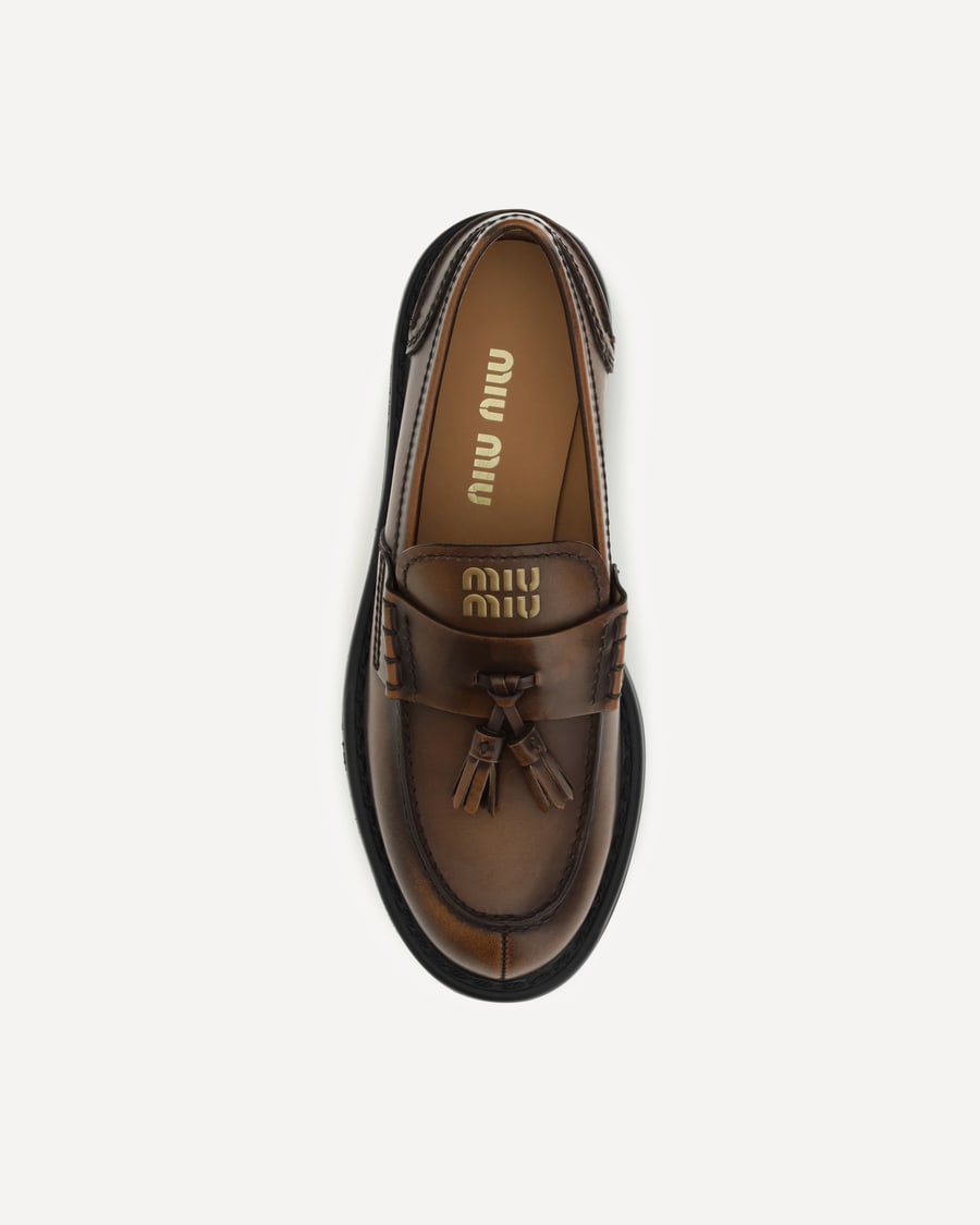Miu Miu Smooth leather tassel Loafers, view 6