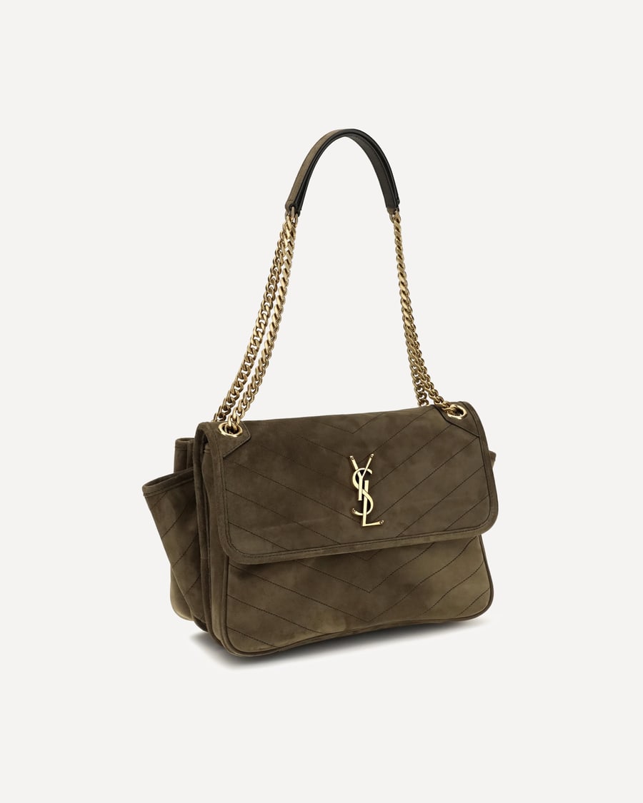 Saint Laurent Niki Tripouch suede Shoulder Bag, view 4