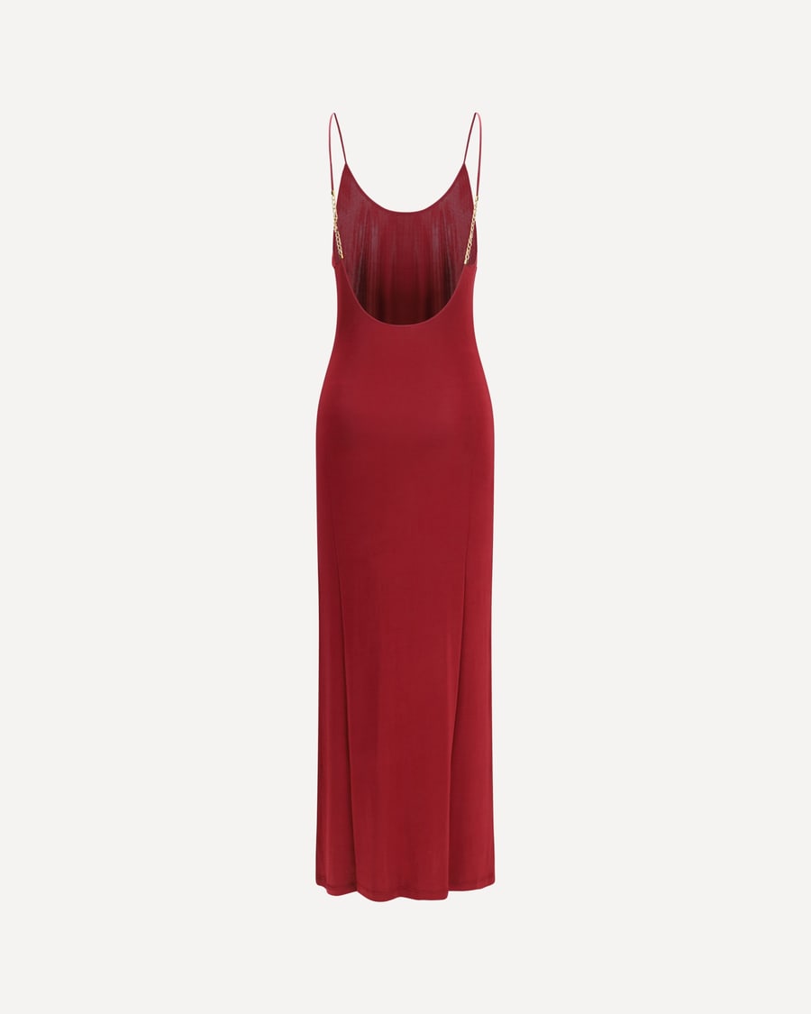 Saint Laurent Backless knit Dress with Cassandre chain