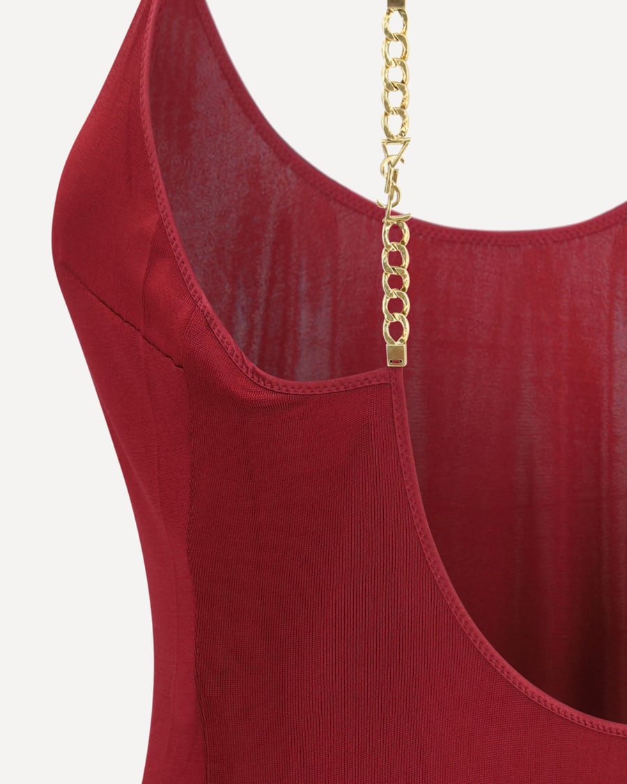 Saint Laurent Backless knit Dress with Cassandre chain, view 5