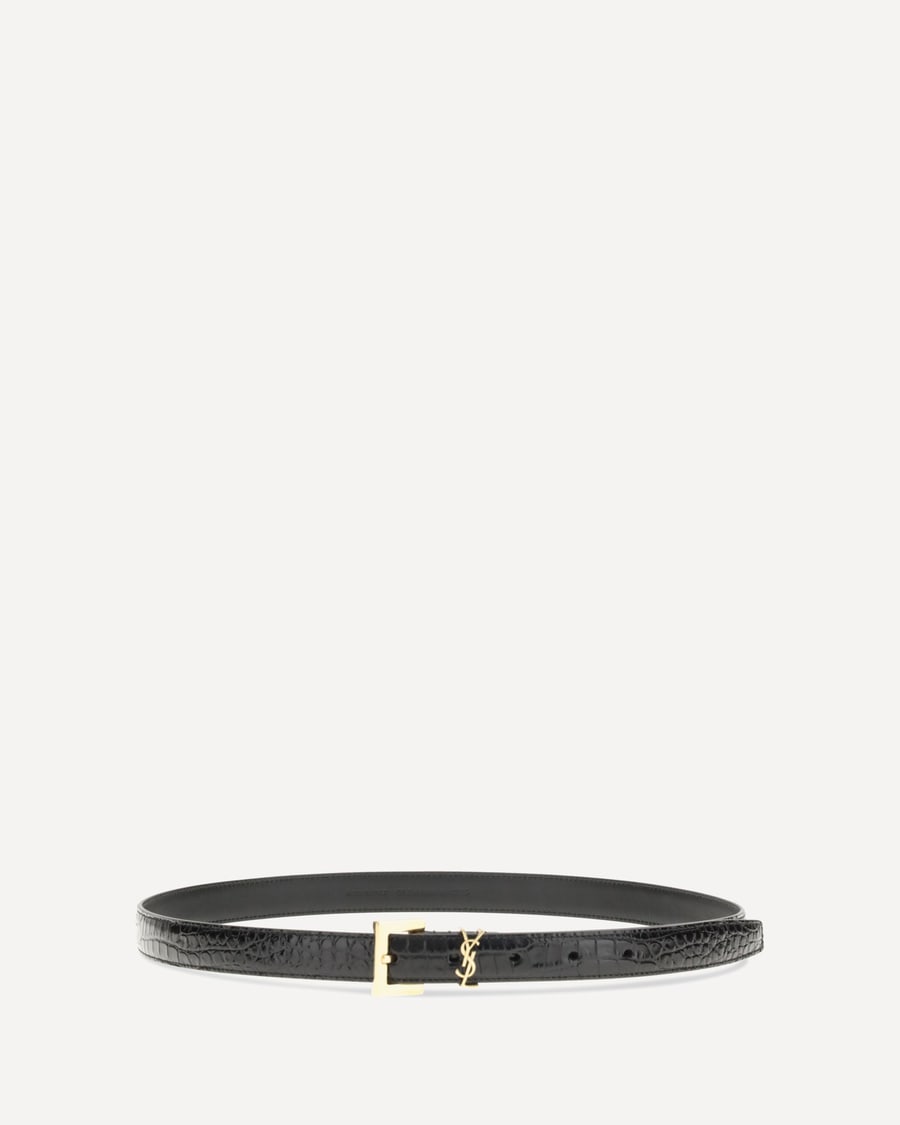 Saint Laurent Crocodile-effect Cassandre Belt, view 2
