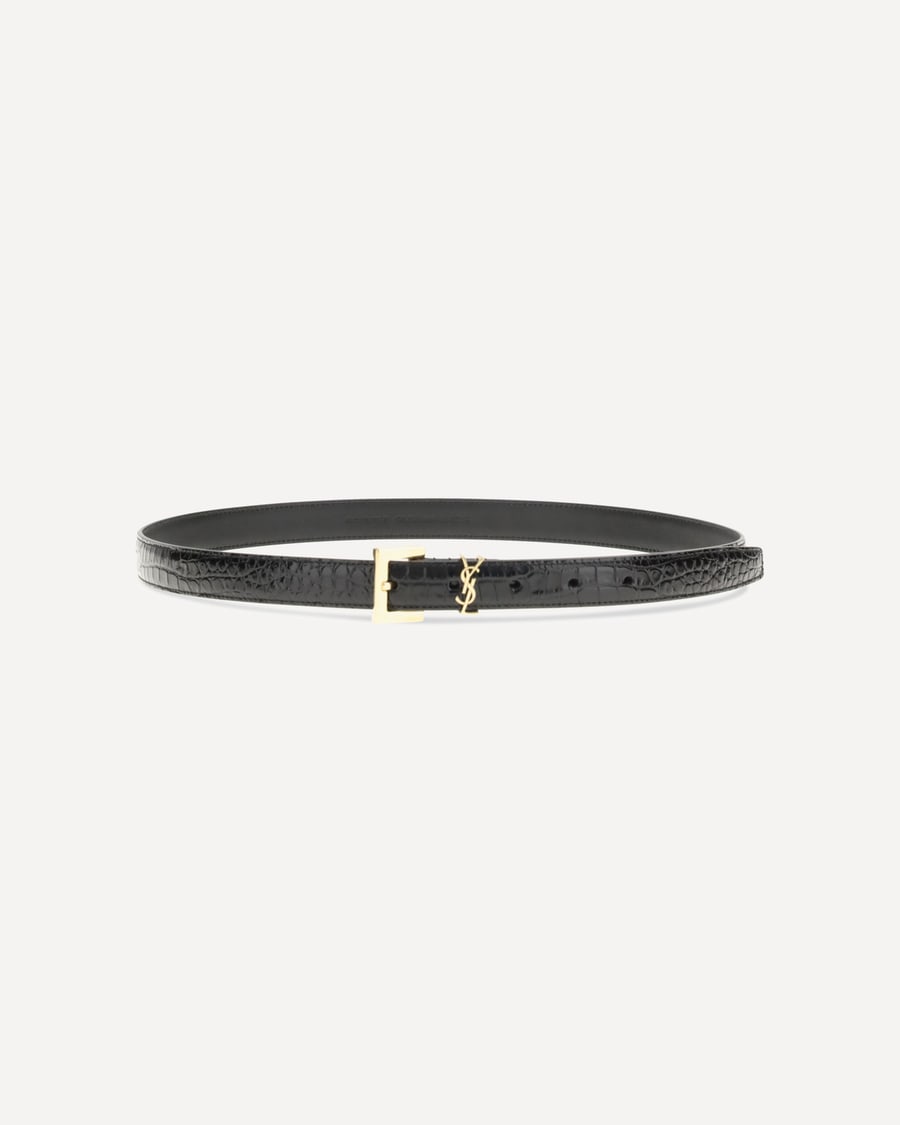 Saint Laurent Crocodile-effect Cassandre Belt, view 4