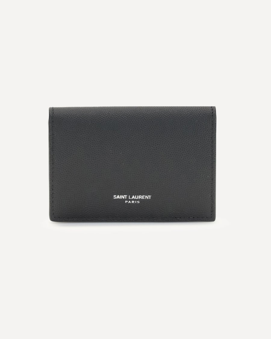 Saint Laurent Grain de poudre leather business Card Holder, view 3