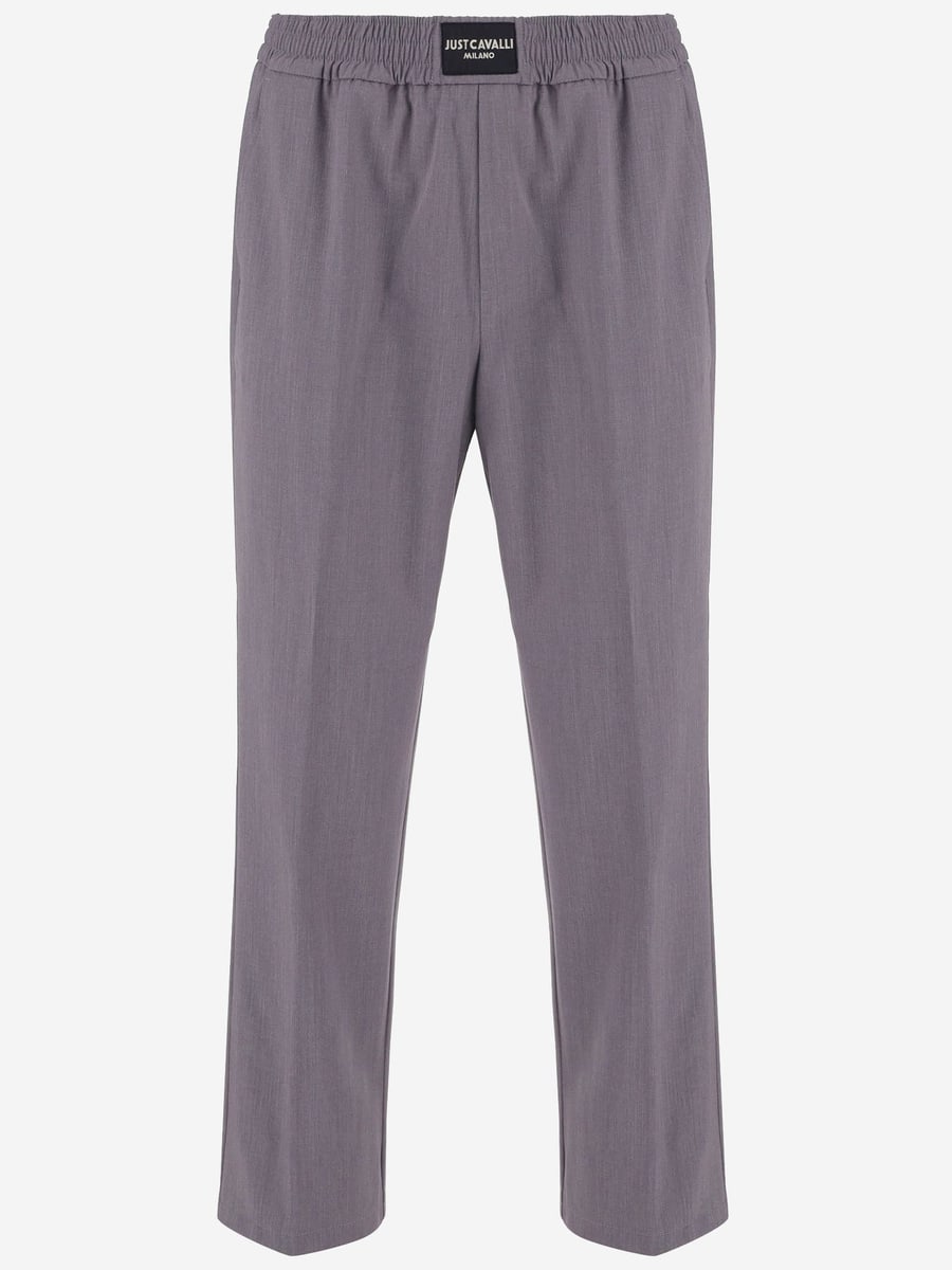 JUST CAVALLI PANTALONI IN MISTO VISCOSA STRETCH CON LOGO
