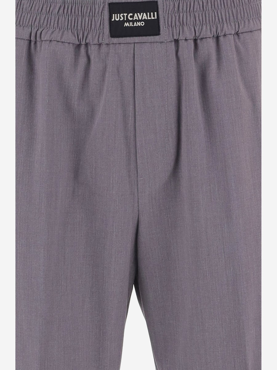 JUST CAVALLI PANTALONI IN MISTO VISCOSA STRETCH CON LOGO, view 3