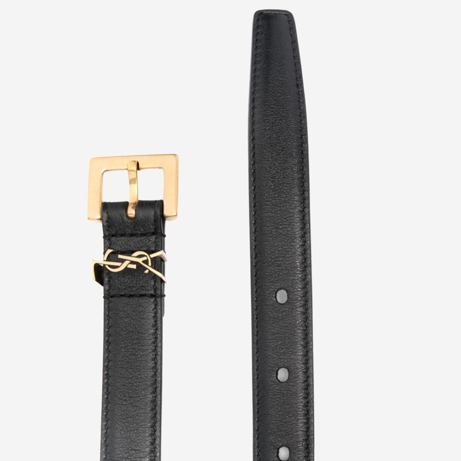 Saint Laurent CINTURA IN PELLE CON LOGO, view 2