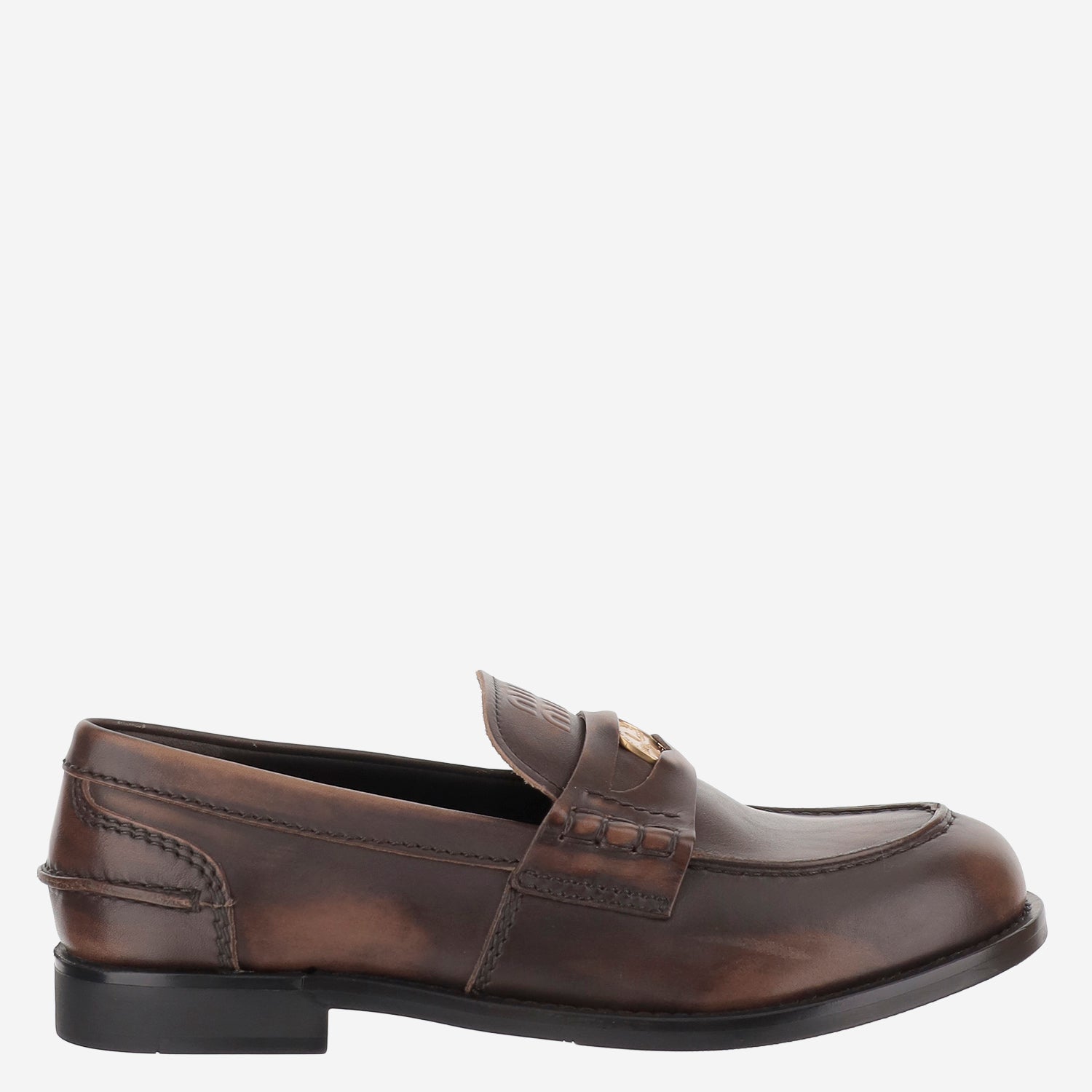 Miu Miu MOCASSINI IN PELLE EFFETTO VINTAGE