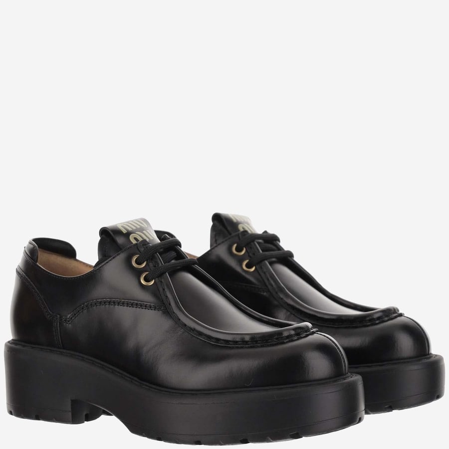 Miu Miu MOCASSINI STRINGATI IN PELLE, view 2