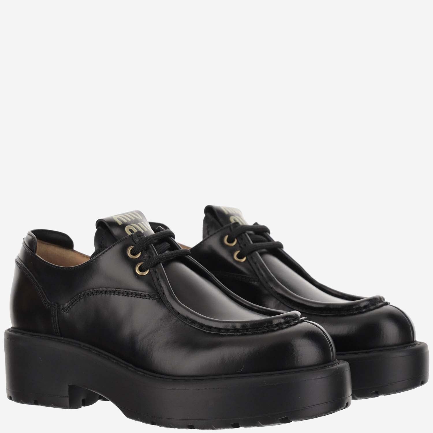 Miu Miu MOCASSINI STRINGATI IN PELLE, view 2