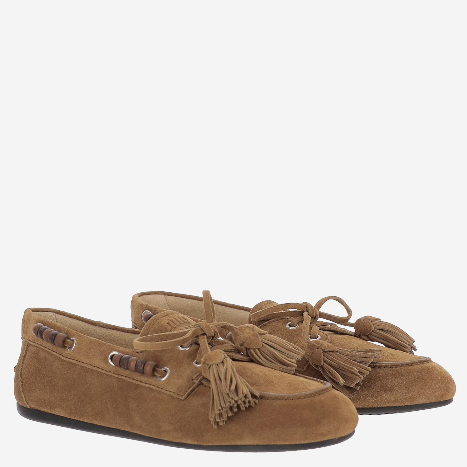Miu Miu MOCASSINI STRINGATI "DECK" IN SUEDE, view 2