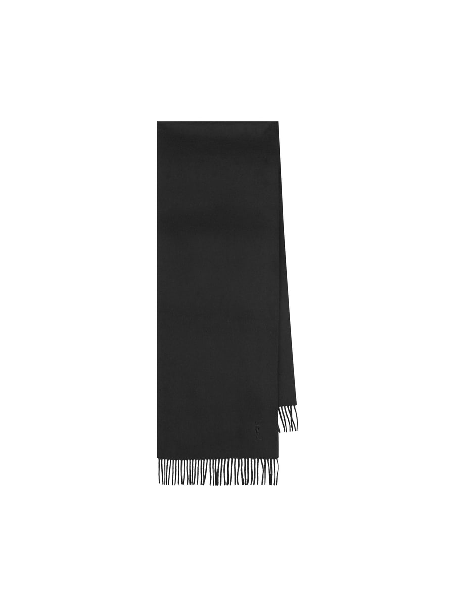 Saint Laurent Sciarpa in Cashmere Nera con Monogram YSL
