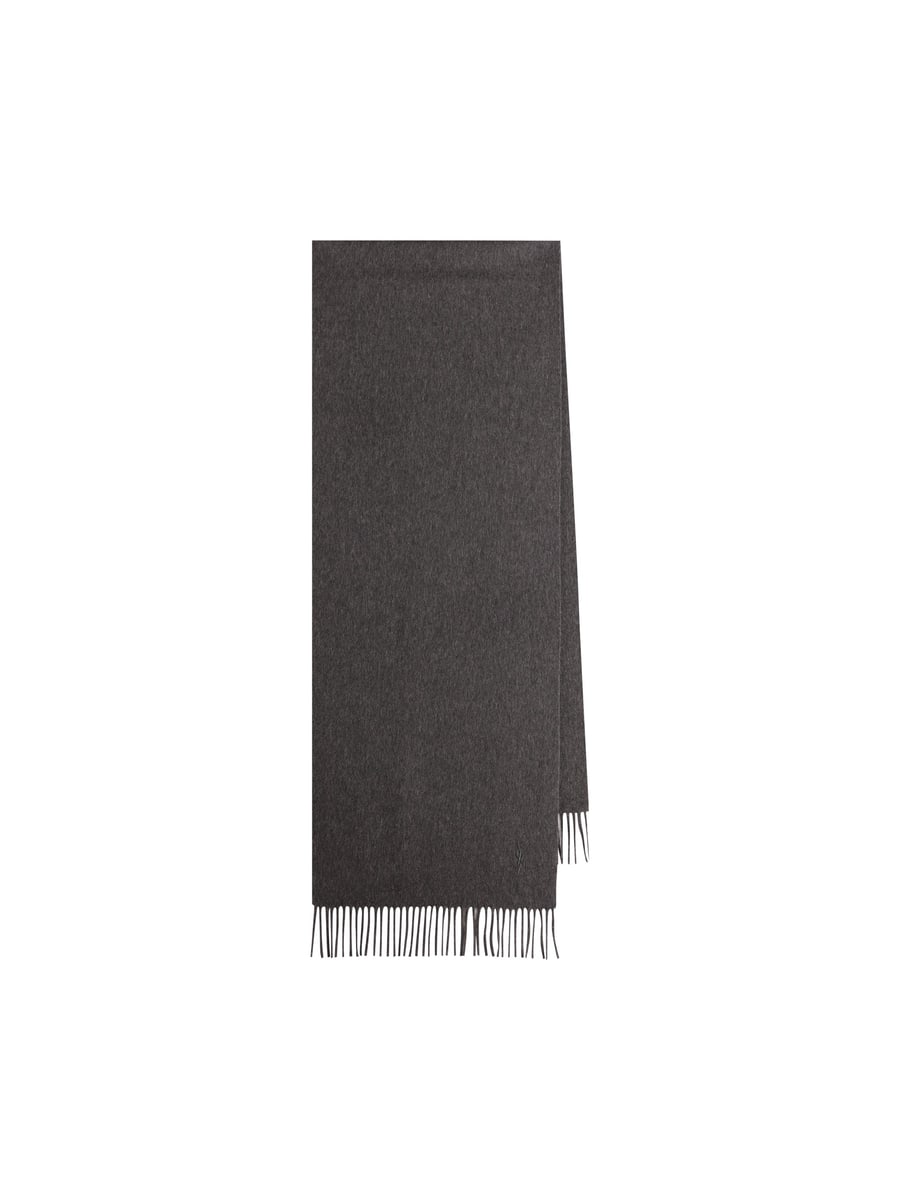 Saint Laurent Sciarpa in Cashmere Nera con Monogram YSL