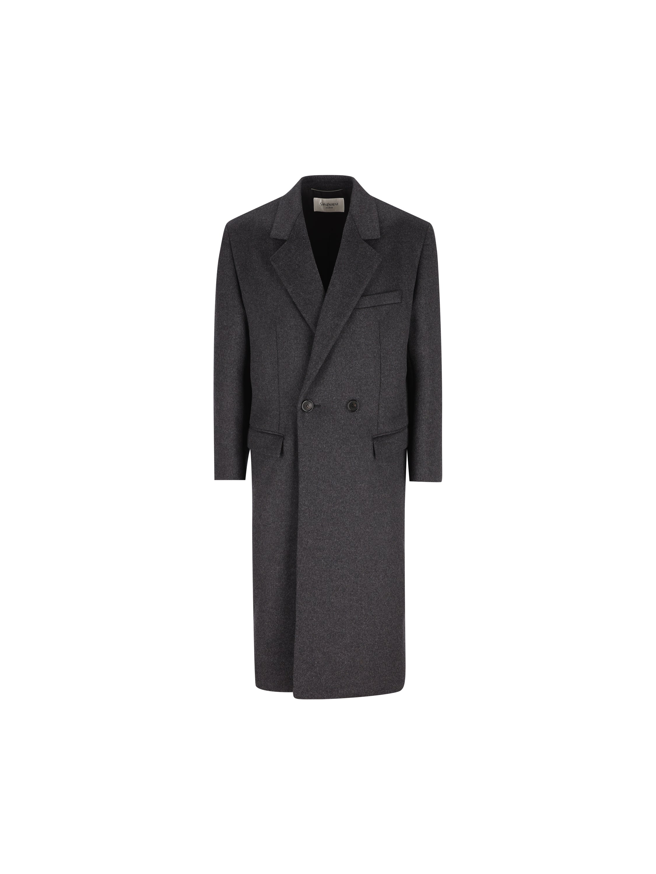 Saint Laurent Cappotto Doppiopetto in Feltro di Lana Pettinata Double-Face
