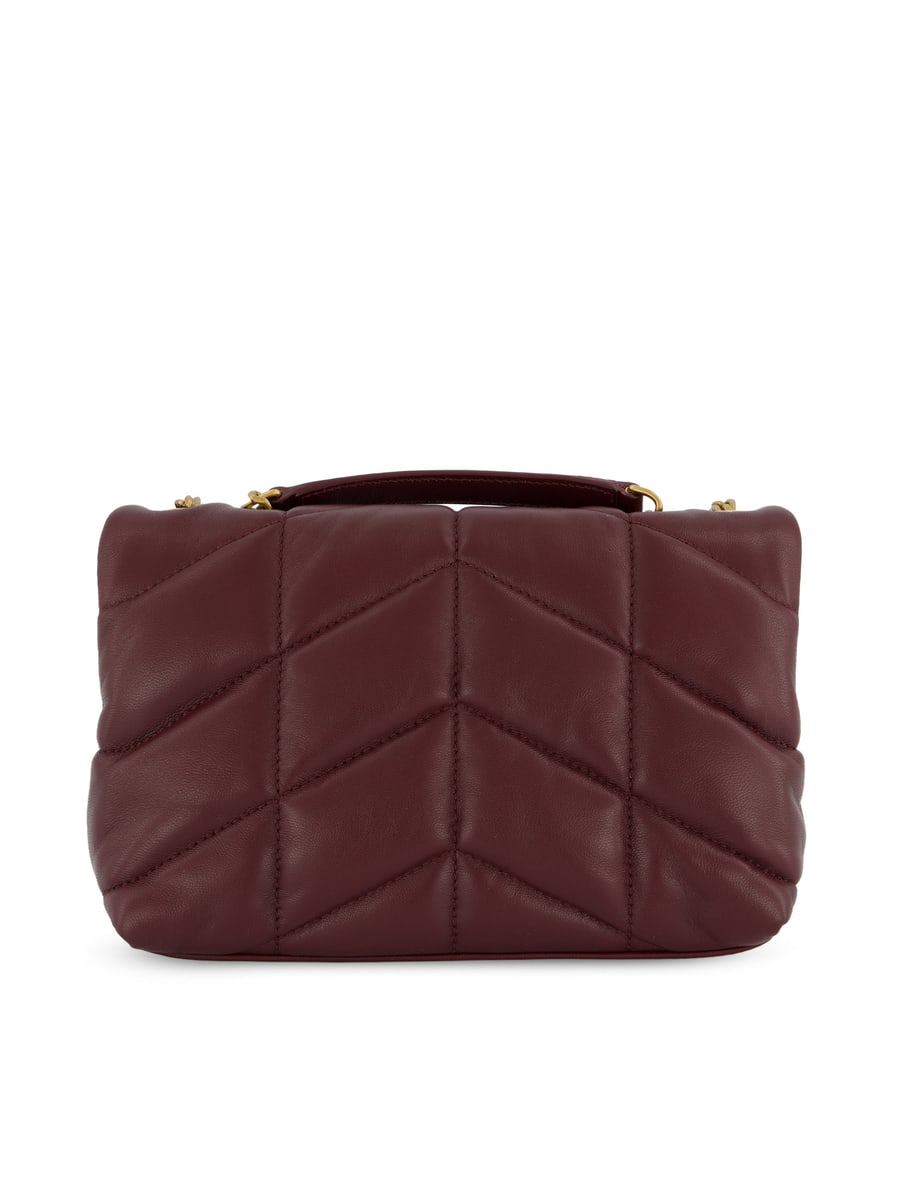 Saint Laurent Loulou Puffer Toy in Pelle di Agnello Rouge Cabernet, view 2