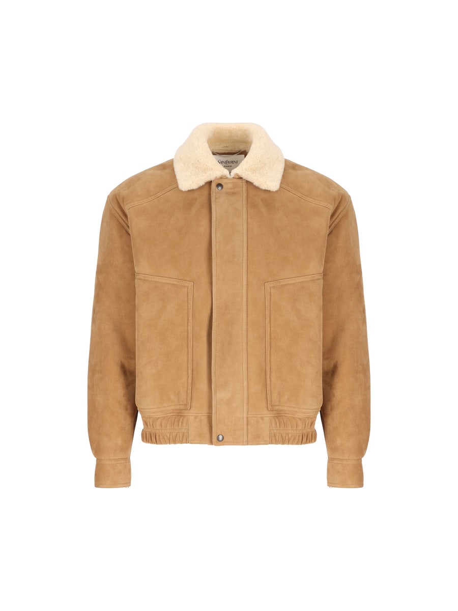 Saint Laurent Giacca Uomo in Shearling Beige
