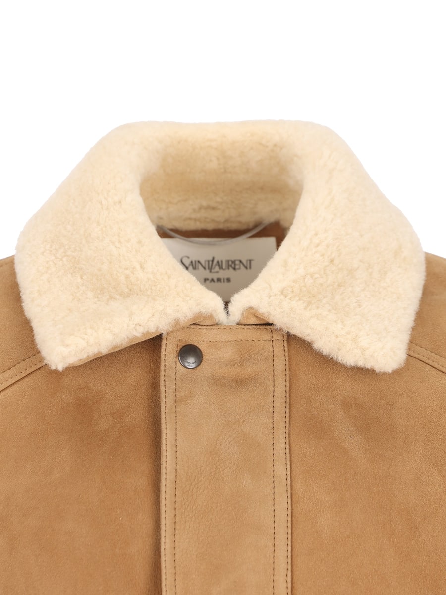 Saint Laurent Giacca Uomo in Shearling Beige, view 4