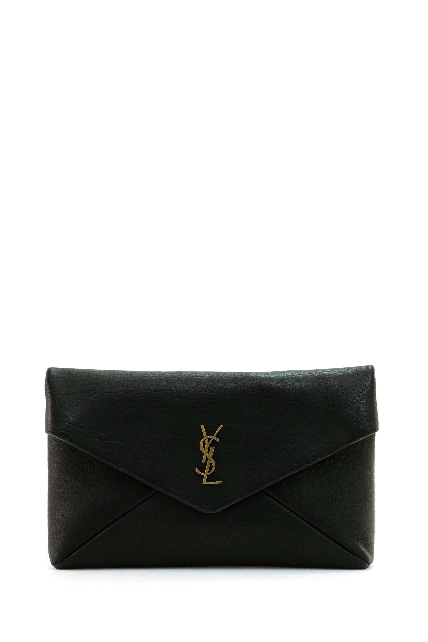 Saint Laurent Pochette Envelope logo Cassandre in pelle colore nero