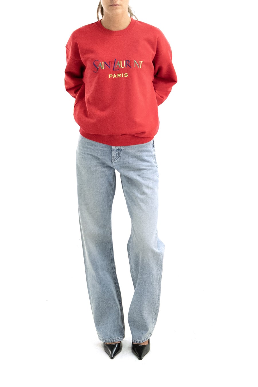 Saint Laurent Felpa Girocollo in Cotone, view 2