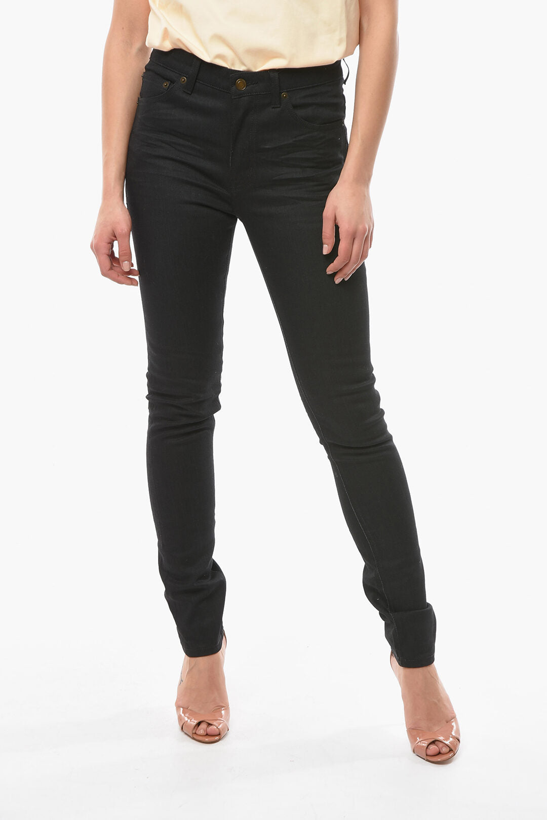 Saint Laurent 1500~Stretch Cotton Skinny Denims with Pleats 14,5cm