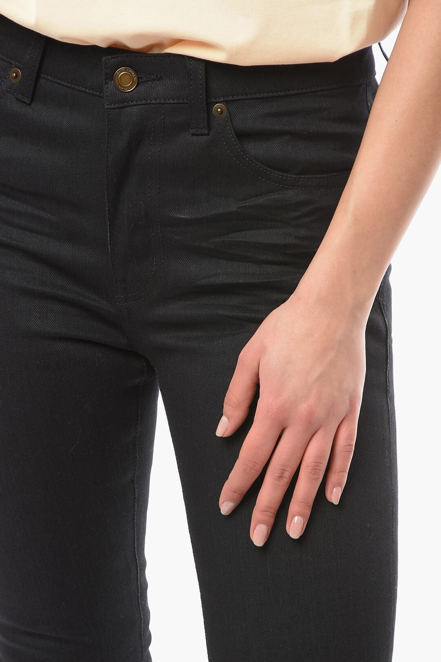 Saint Laurent 1500~Stretch Cotton Skinny Denims with Pleats 14,5cm, view 3
