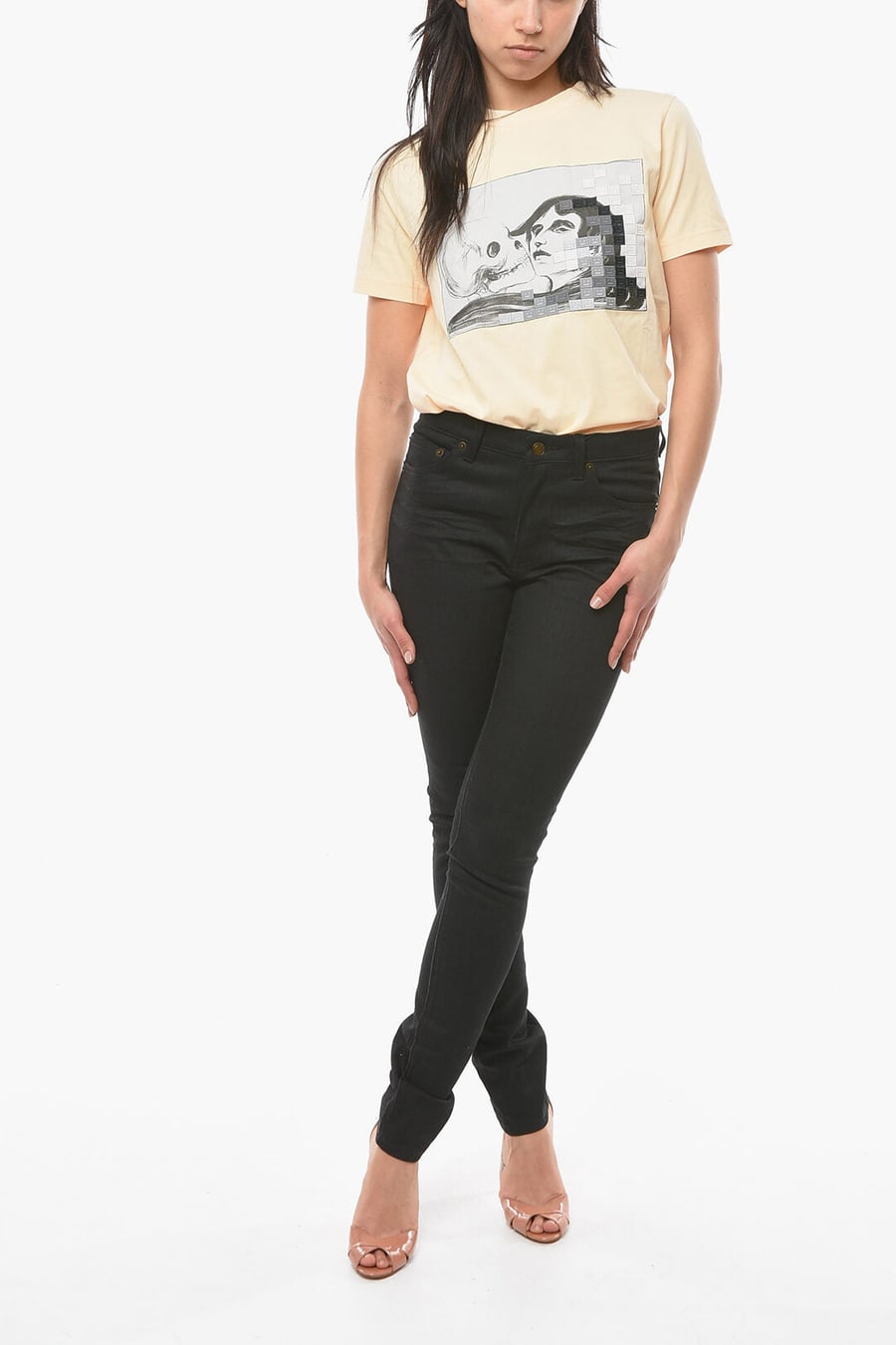 Saint Laurent 1500~Stretch Cotton Skinny Denims with Pleats 14,5cm, view 4