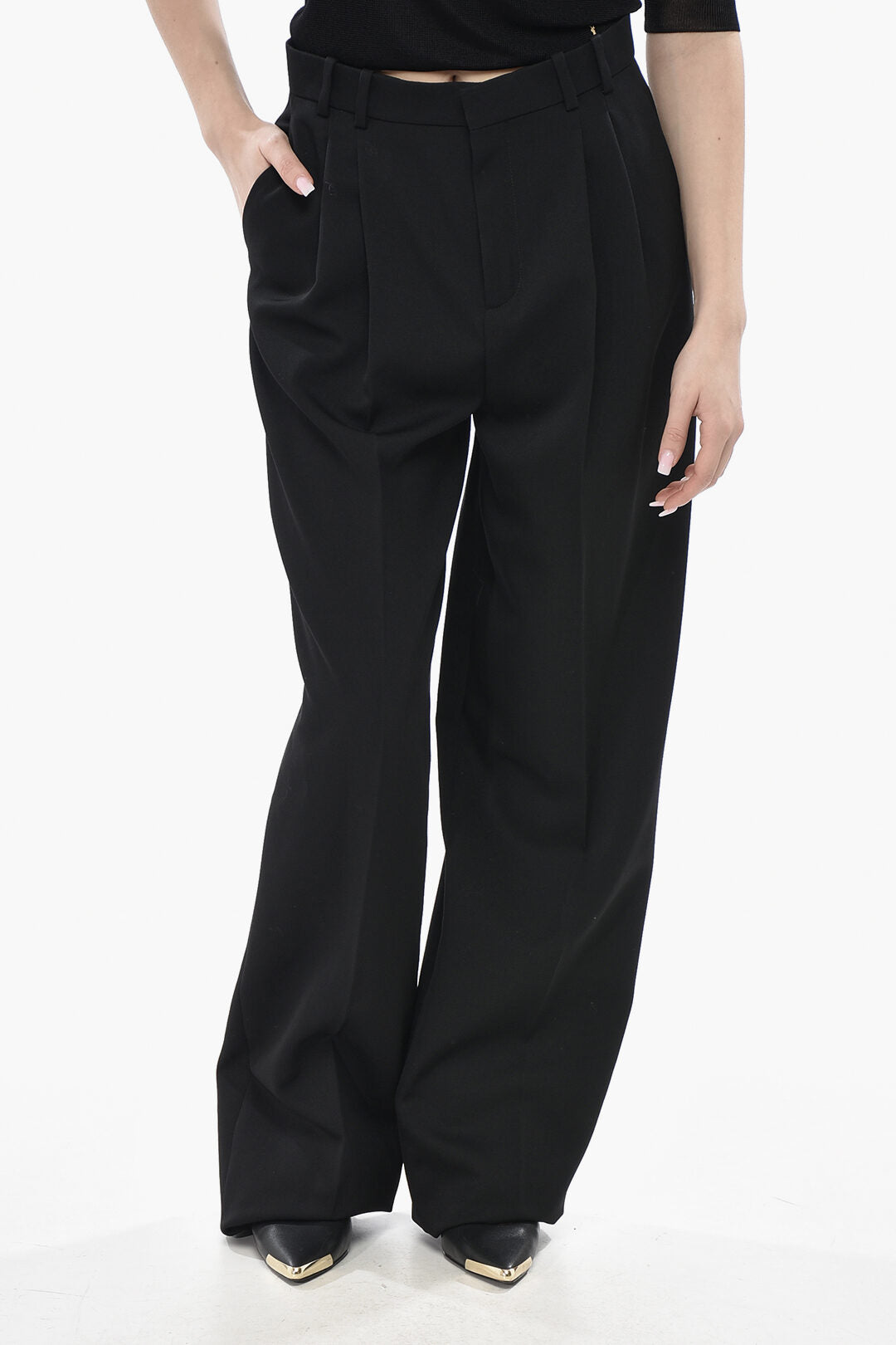 Saint Laurent 1500~Wool Gabardine Trousers with 2 Pleats