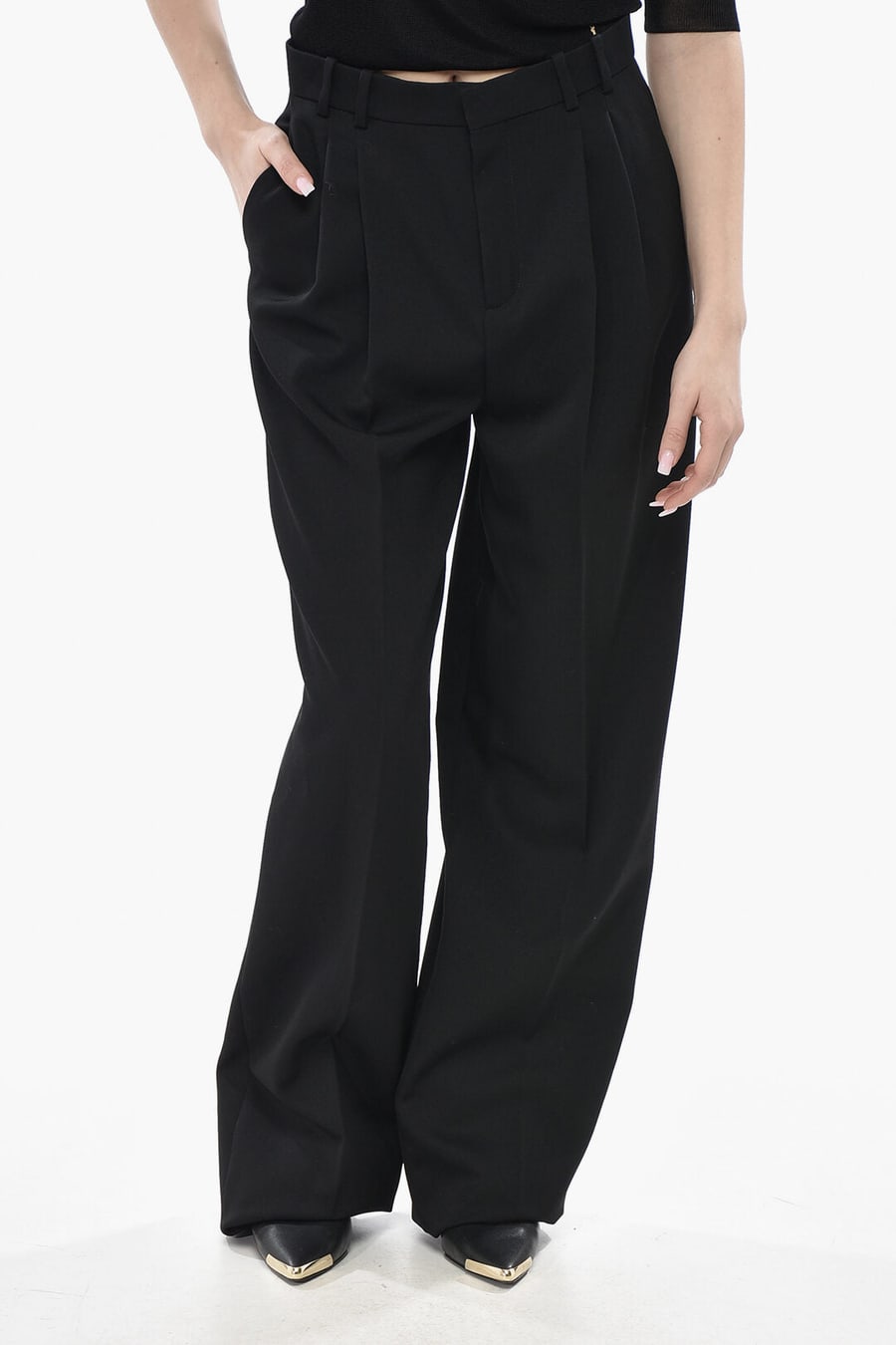 Saint Laurent 1500~Wool Gabardine Trousers with 2 Pleats