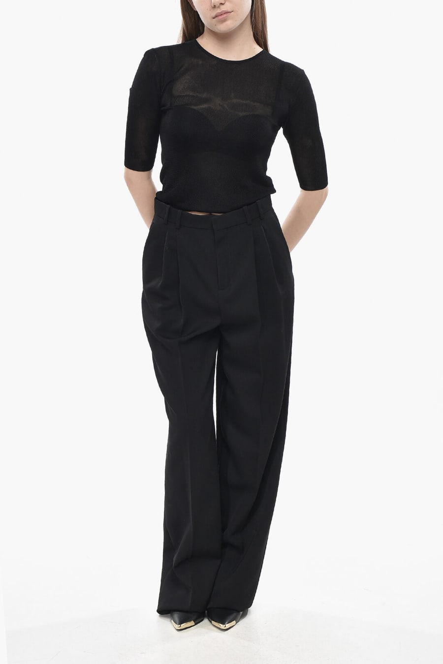 Saint Laurent 1500~Wool Gabardine Trousers with 2 Pleats, view 4