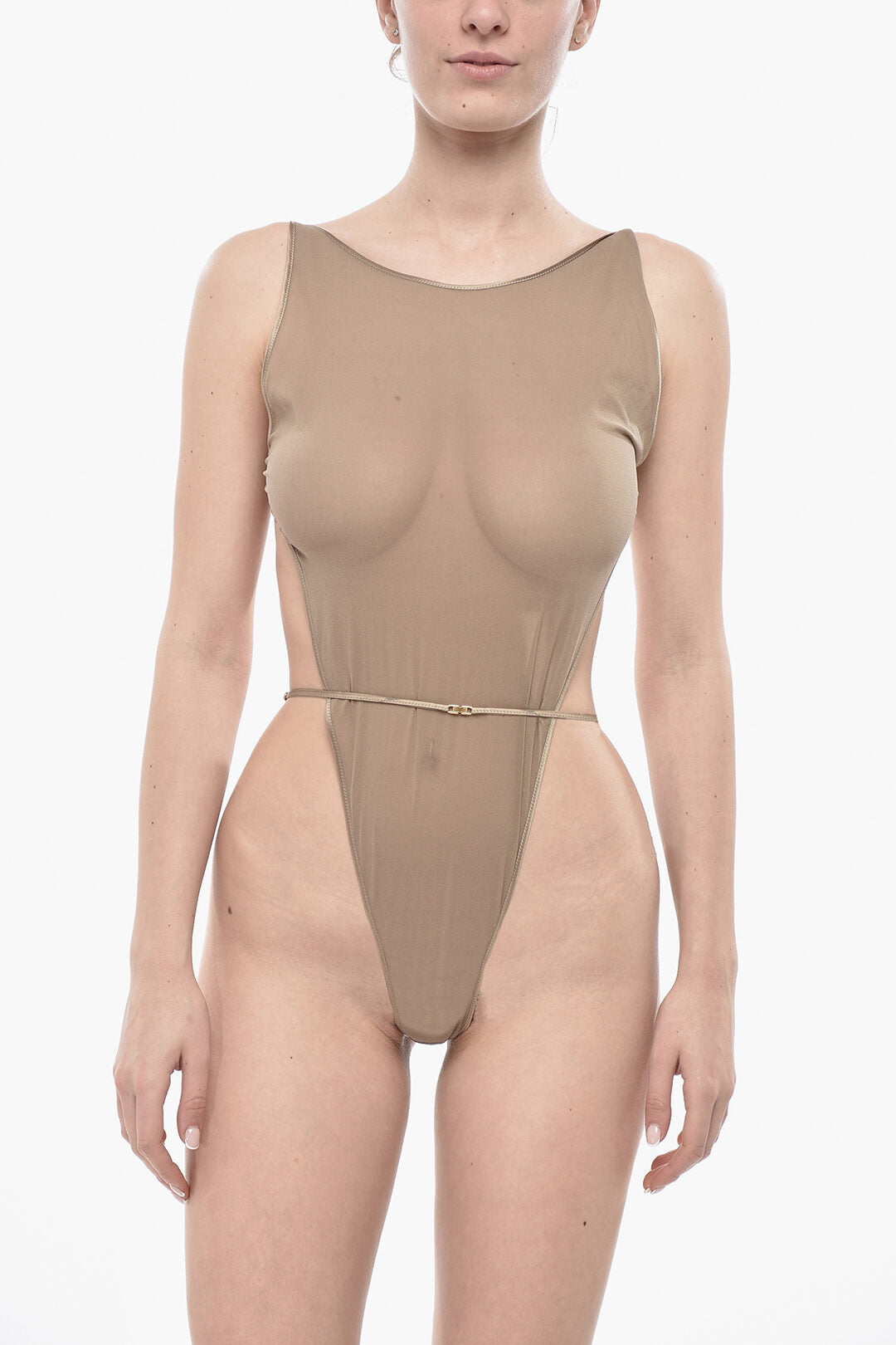 Saint Laurent 2500~Sheer Silk Bodysuit With Open Back