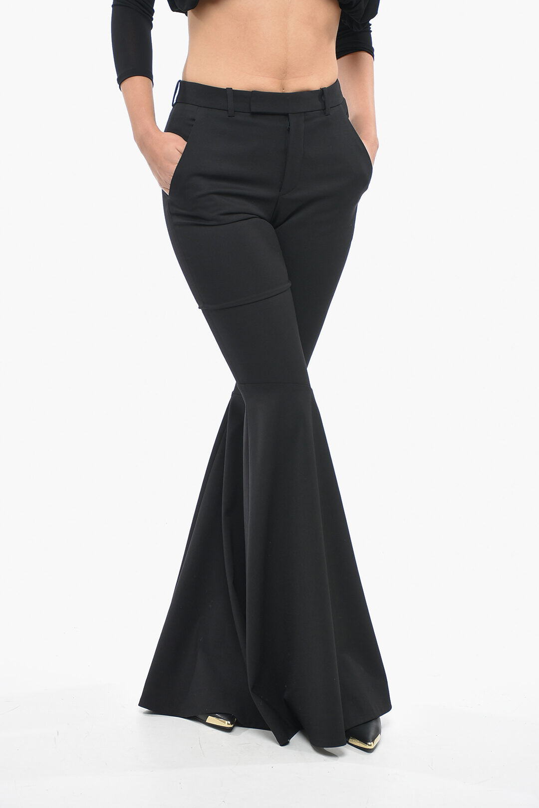 Saint Laurent 3500~Flared-leg Stretch Wool Trousers with Belt Loops