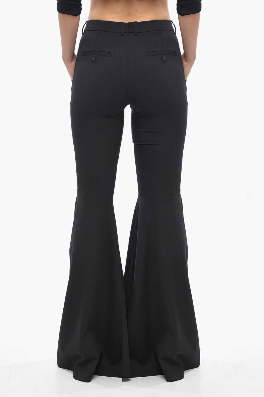 Saint Laurent 3500~Flared-leg Stretch Wool Trousers with Belt Loops, view 2