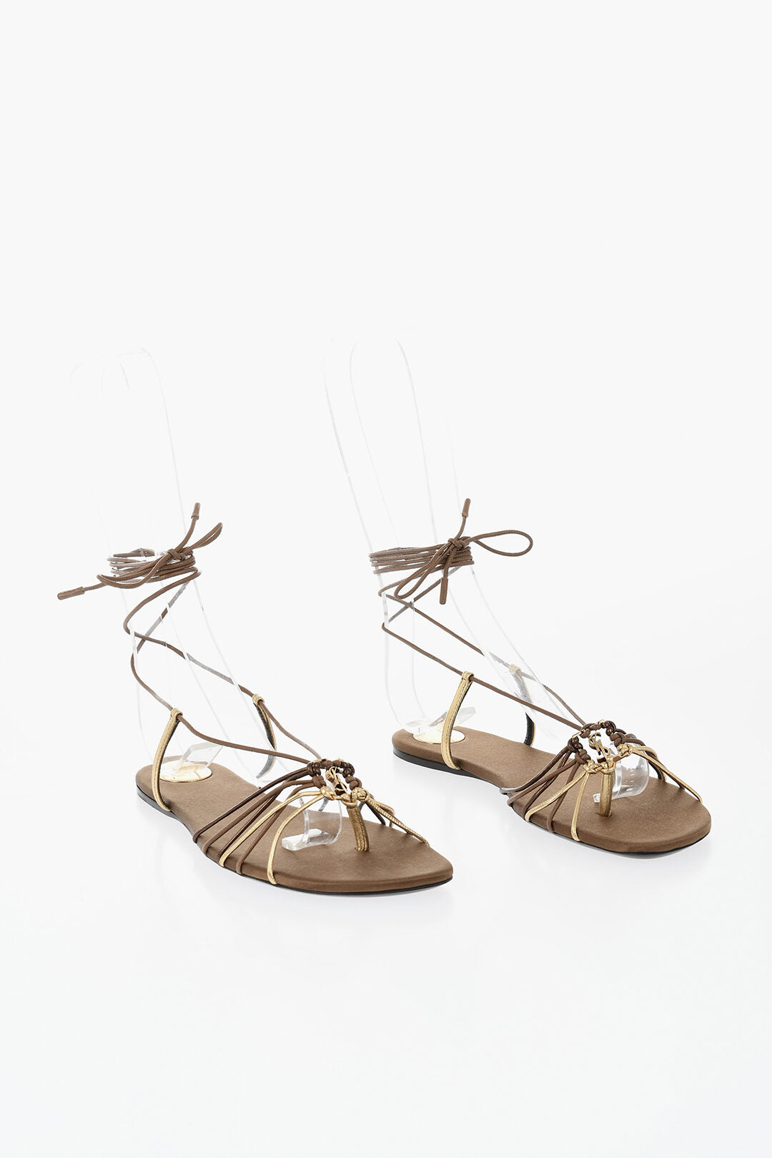 Saint Laurent 0405~Lamé Leather Gladiator Sandals