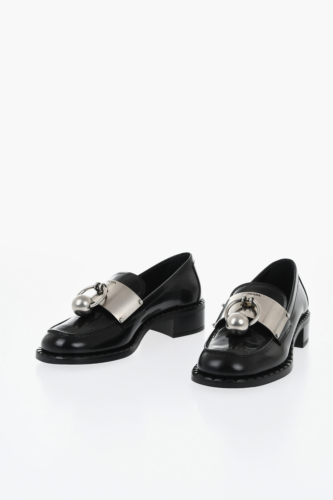 Prada 1500~Brushed Leather Loafers With Front Piercing Detail