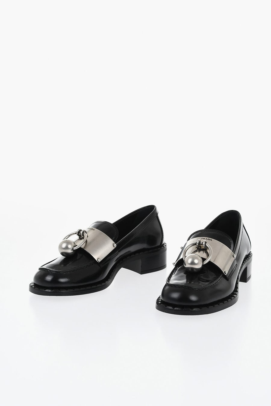 Prada 1500~Brushed Leather Loafers With Front Piercing Detail