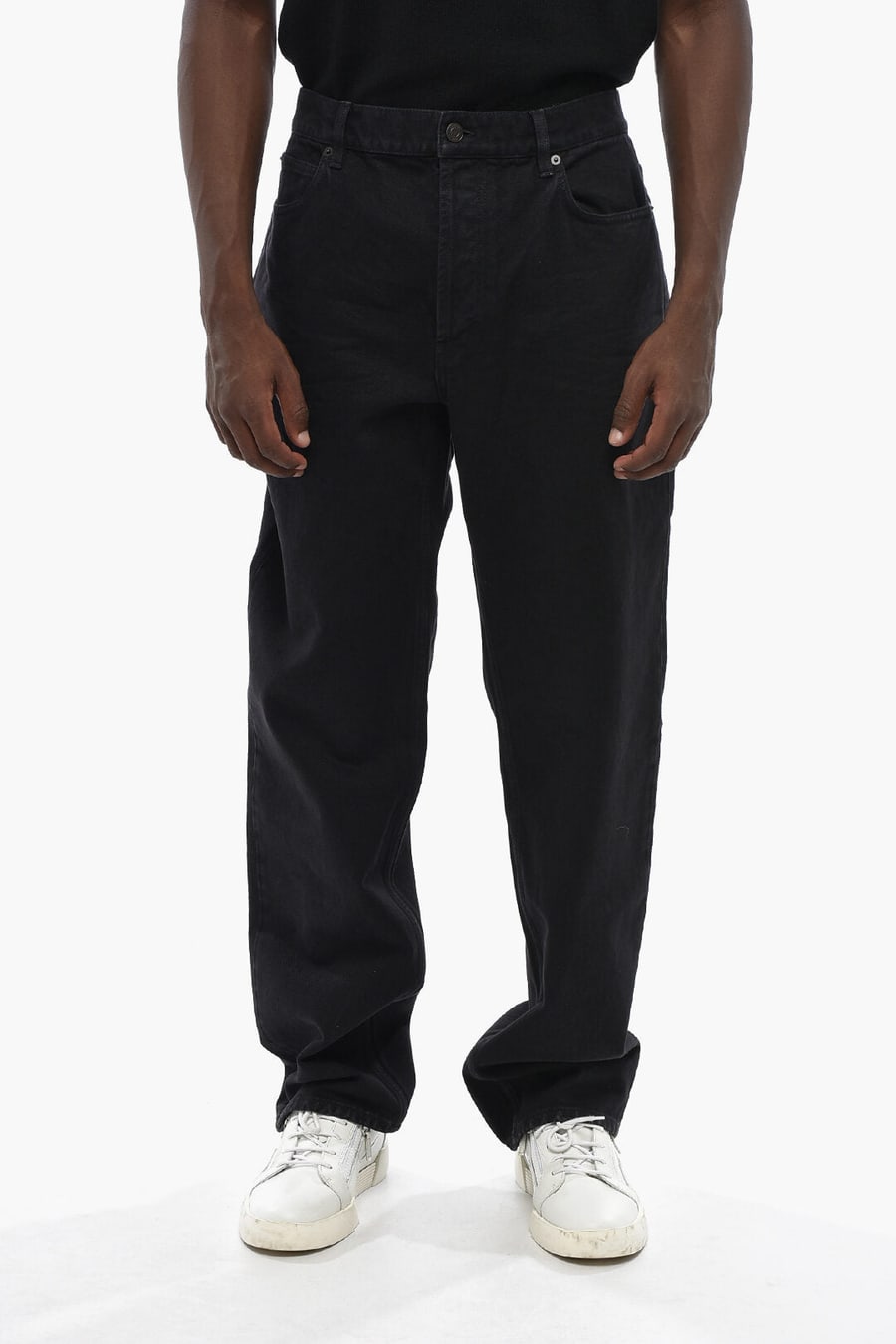 Saint Laurent 0005~Straight-Leg Jeans with 23cm Leather Patch