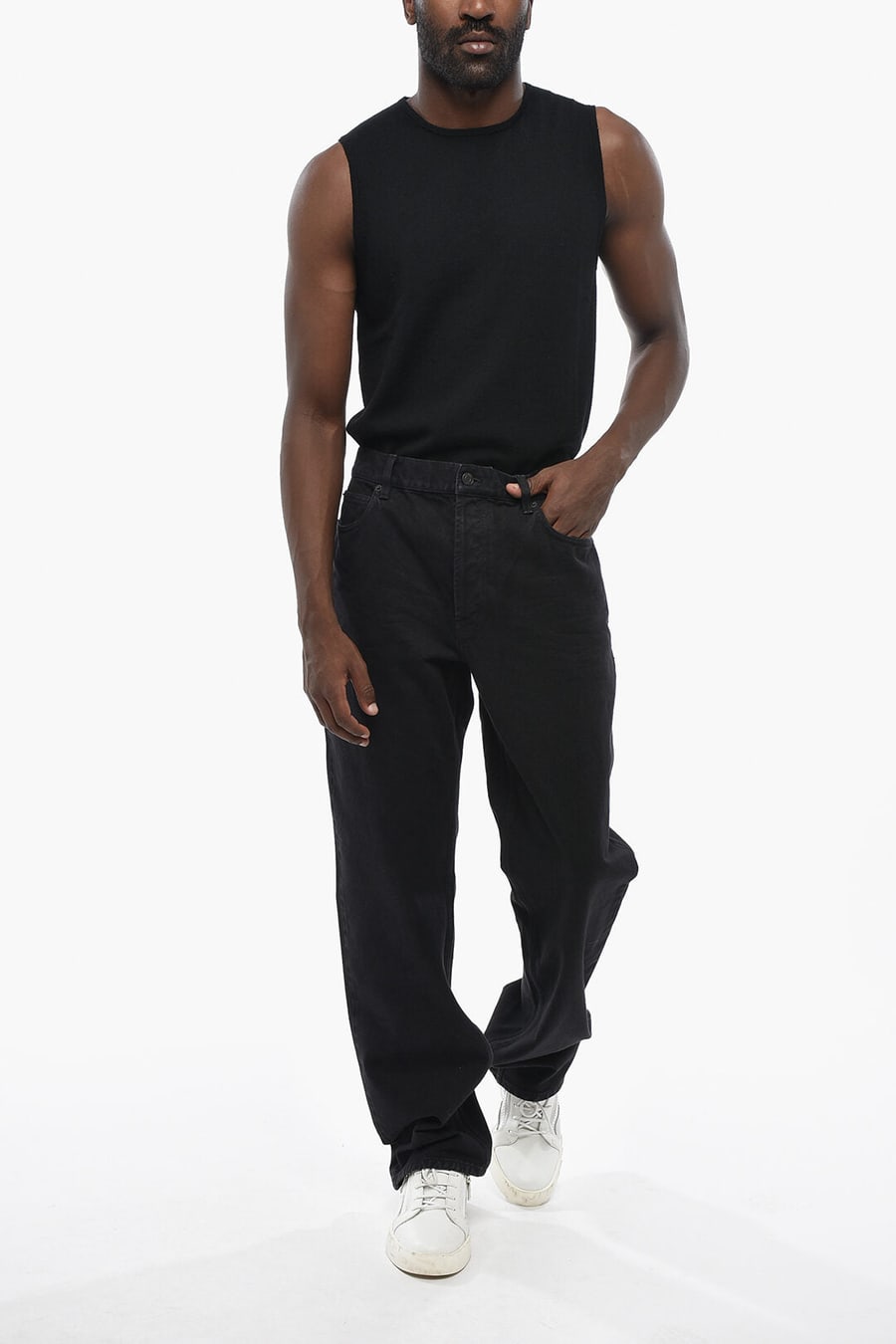 Saint Laurent 0005~Straight-Leg Jeans with 23cm Leather Patch, view 3