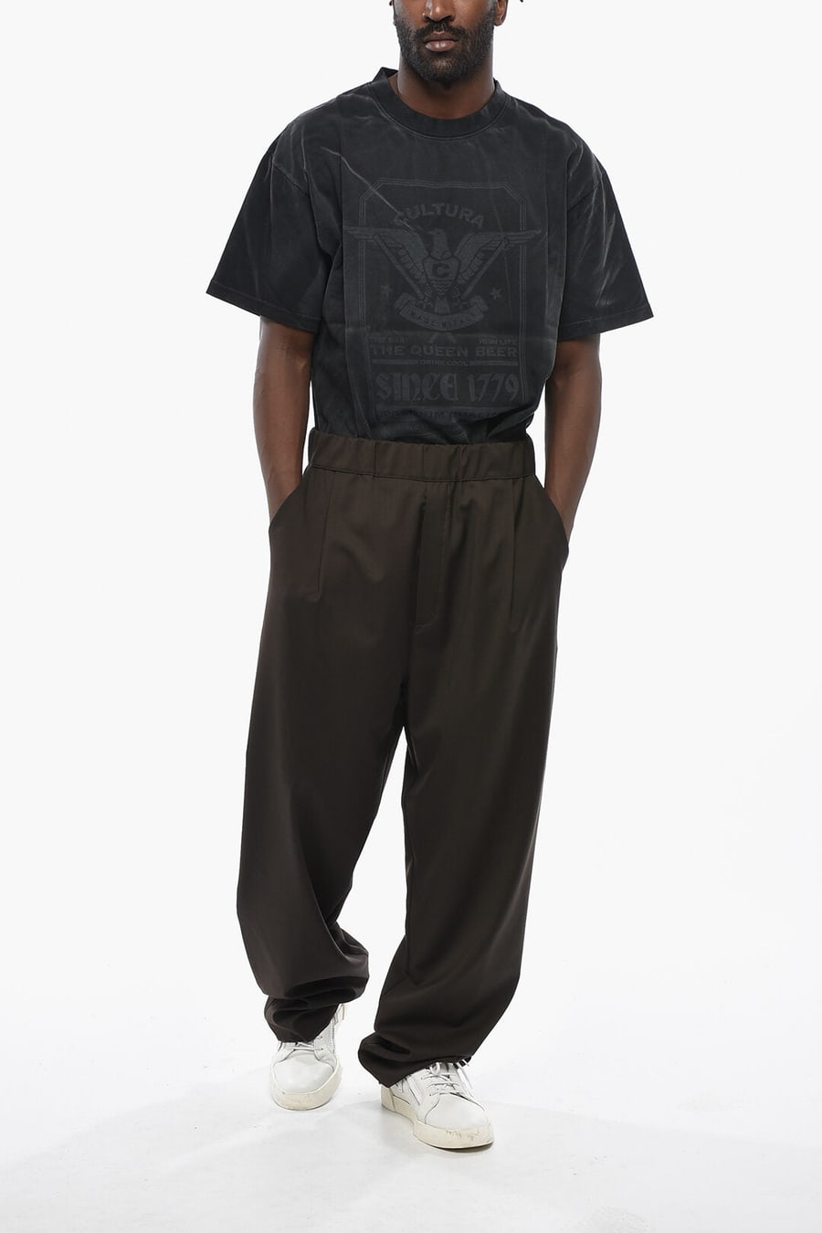 Laneus 0405~Casual Single-Pleat Virgin Wool Trousers, view 4