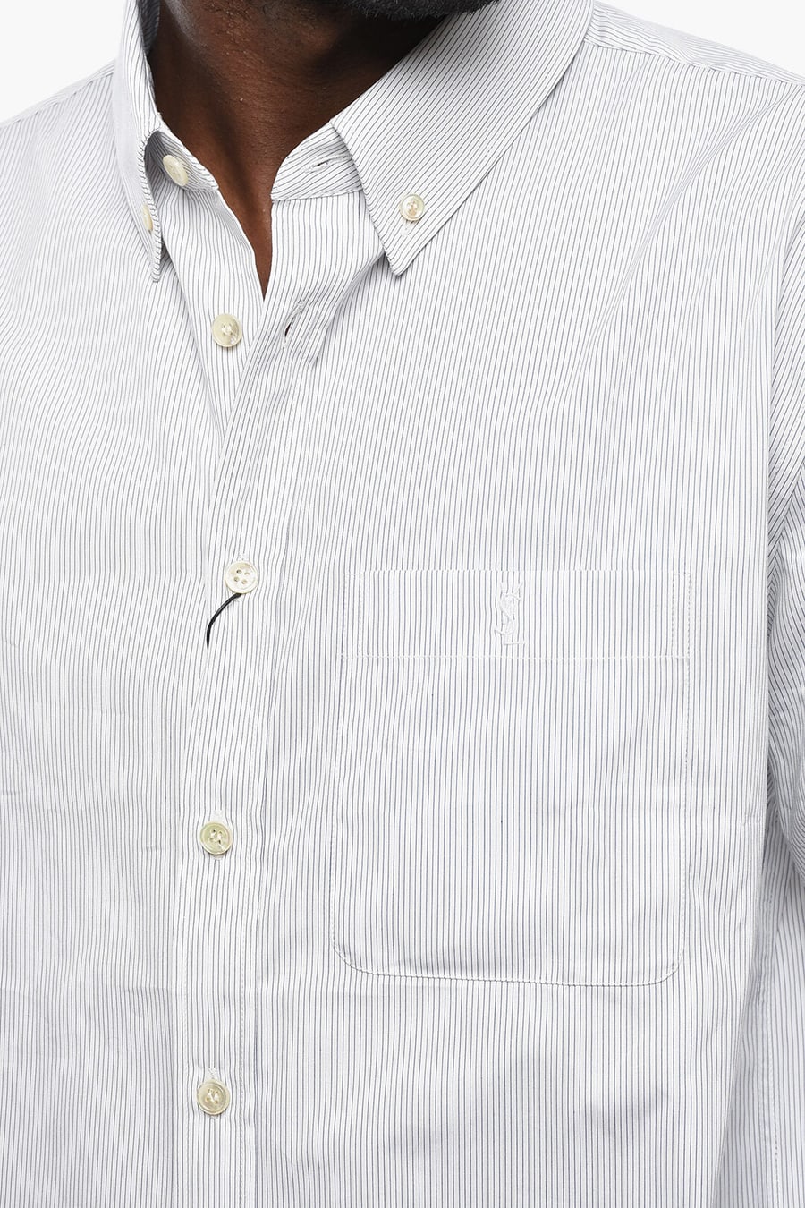 Saint Laurent 0405~Striped Shirt With Button-Down Collar And Chest Pocket, view 3