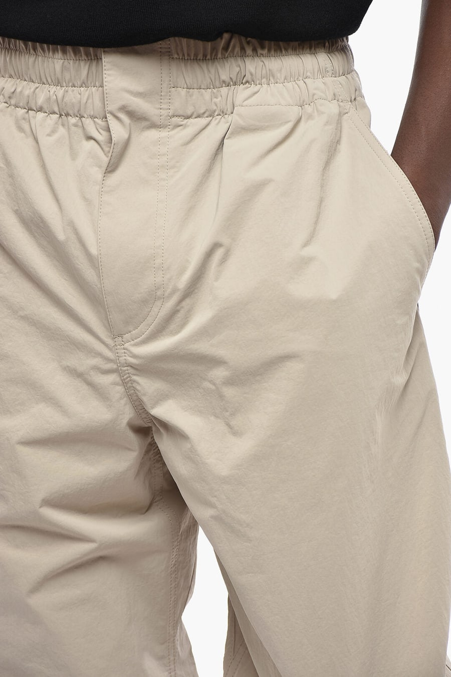 Bottega Veneta 0500~Solid Nylon Trousers with Elastic Waistband and Ankle Drawstring, view 3