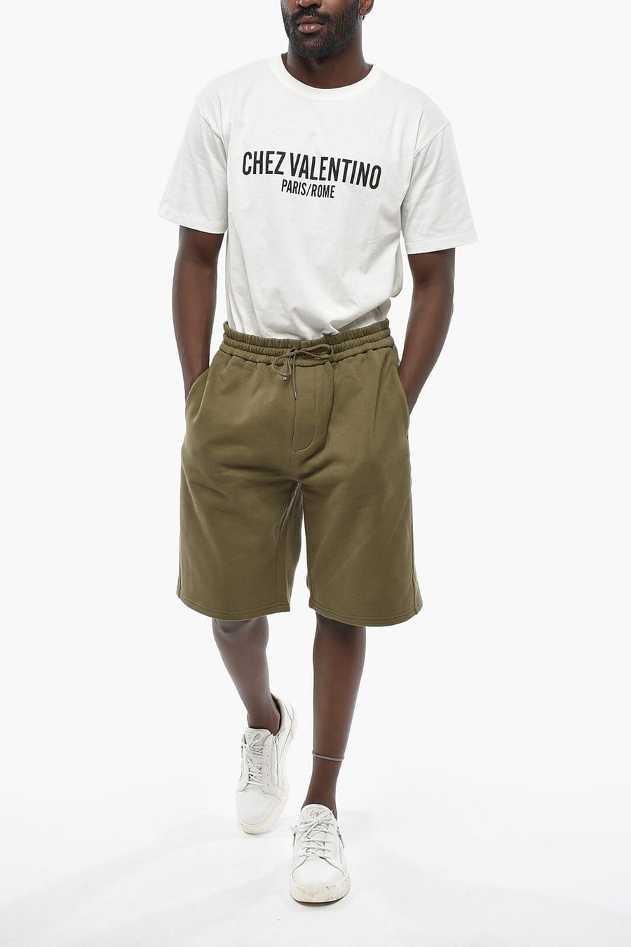 Saint Laurent 0850~Solid Fleece Shorts with Elastic Waist, view 4