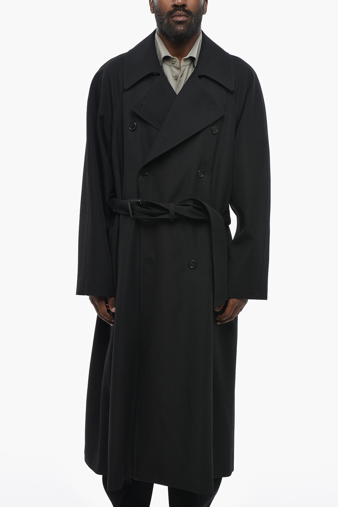 Saint Laurent 1500~Double-Breasted Wool Coat with Belt