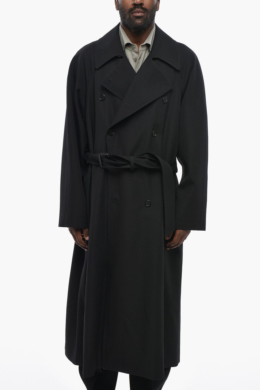 Saint Laurent 1500~Double-Breasted Wool Coat with Belt