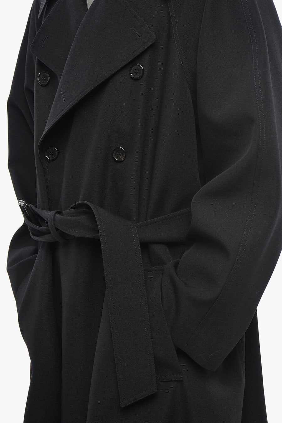Saint Laurent 1500~Double-Breasted Wool Coat with Belt, view 3