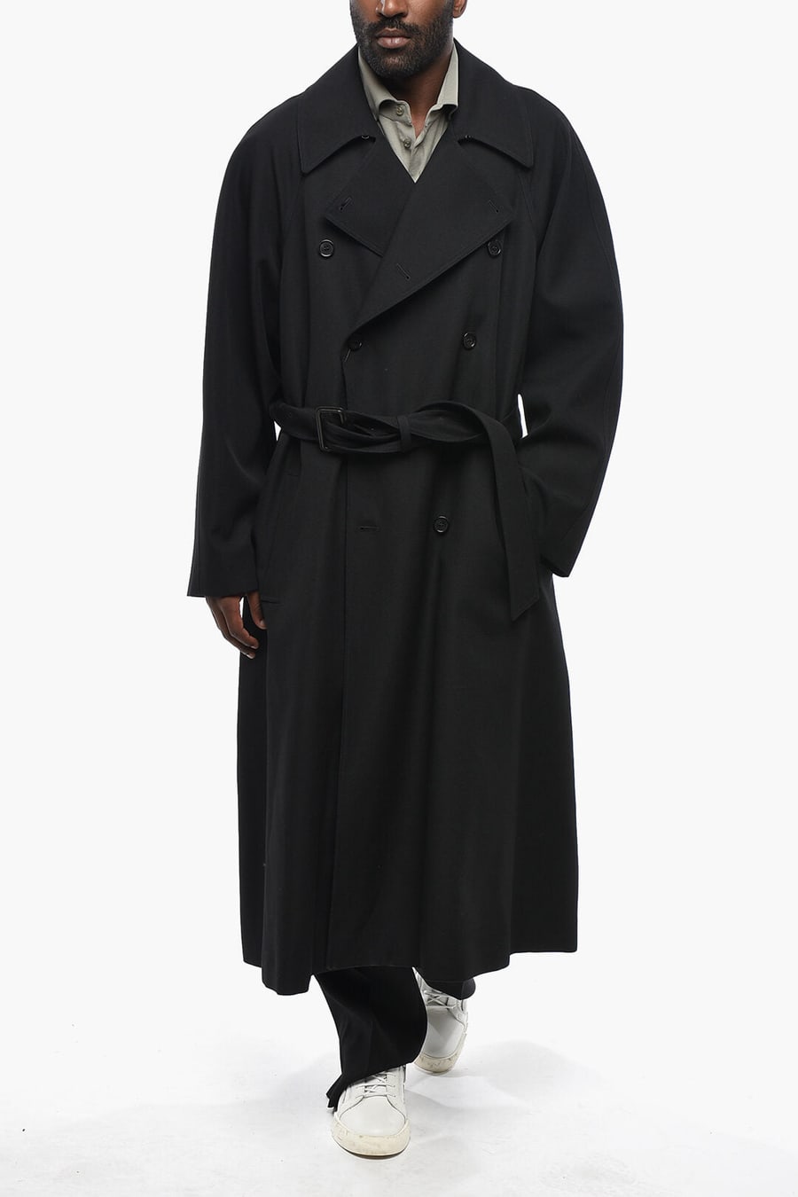 Saint Laurent 1500~Double-Breasted Wool Coat with Belt, view 4
