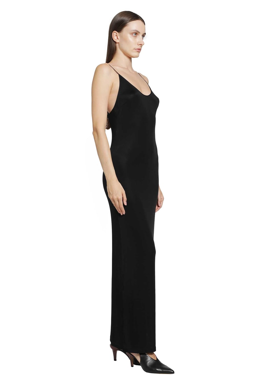 Saint Laurent Knit Cassandre Chain Backless Dress, view 2