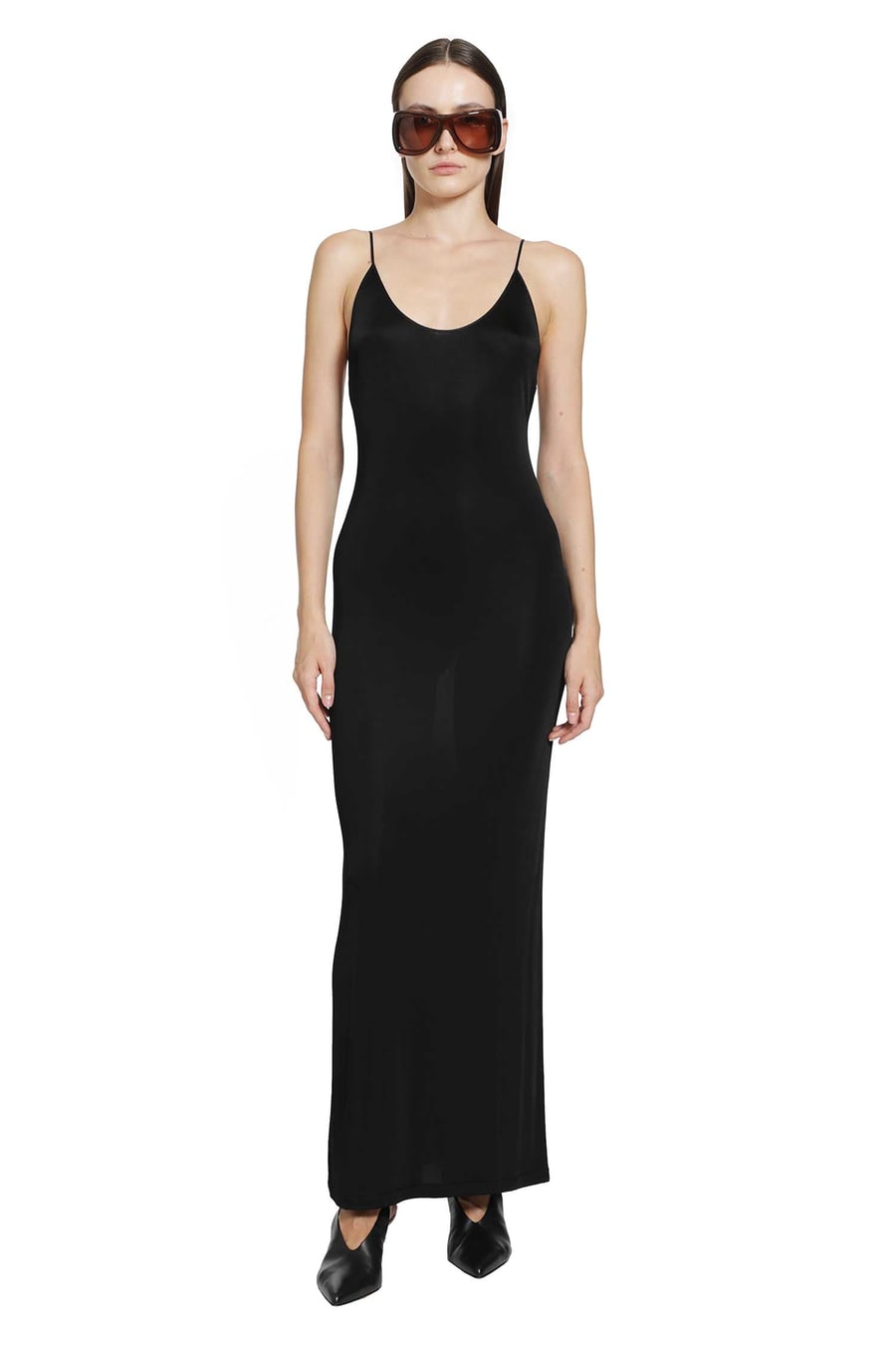 Saint Laurent Knit Cassandre Chain Backless Dress, view 5