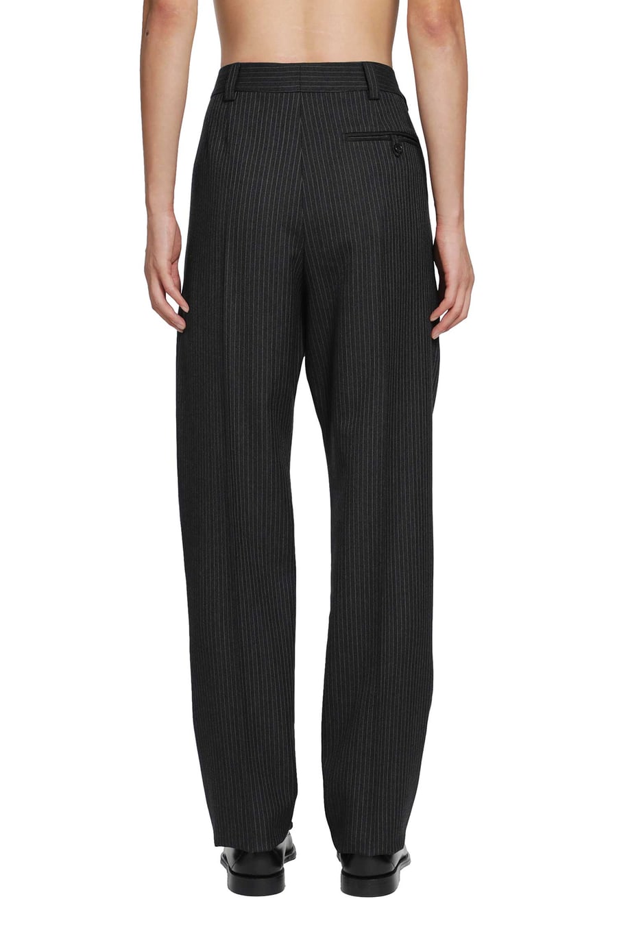 Saint Laurent Striped Herringbone Wool Tapered Trousers, view 4