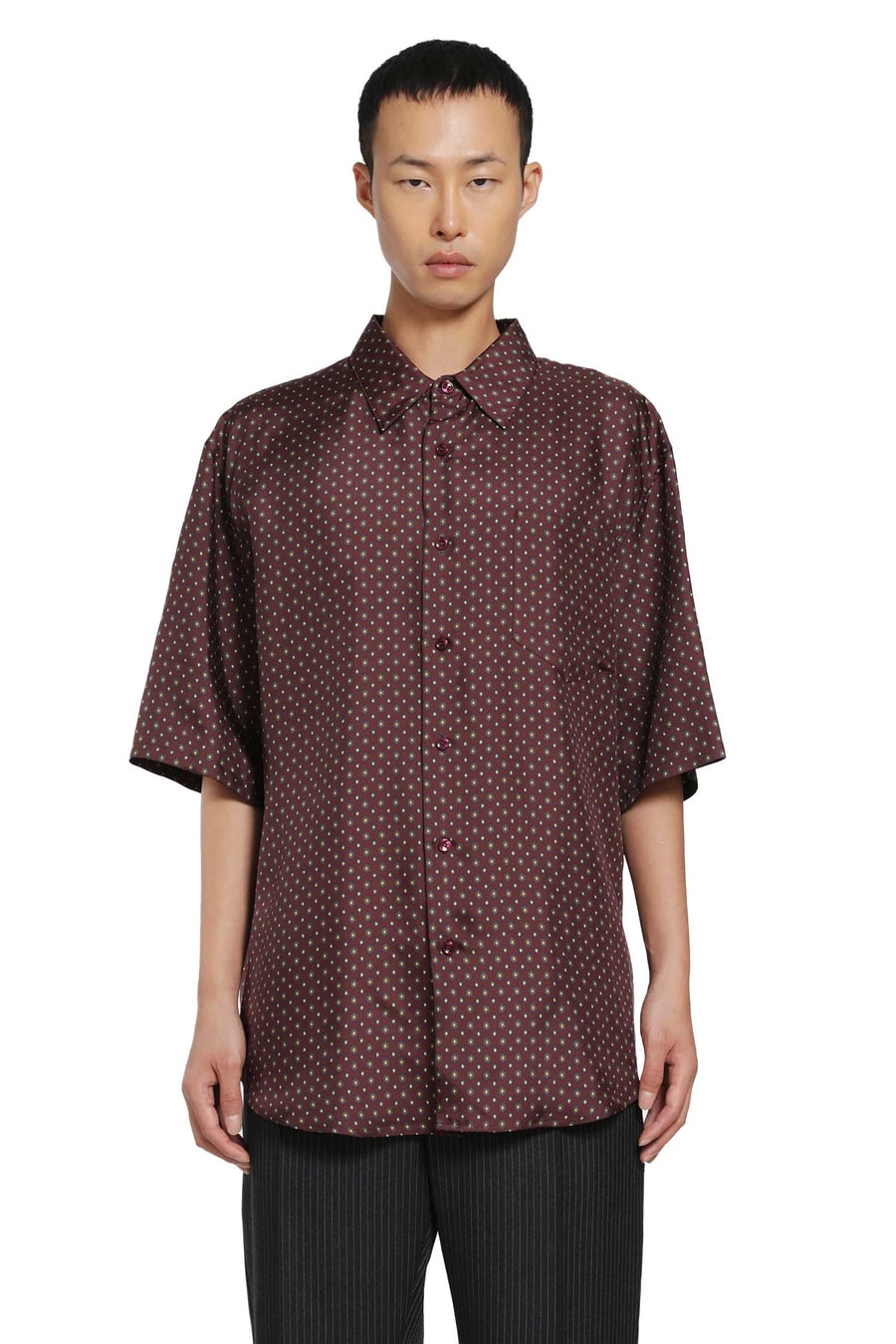 Saint Laurent Hexagon Silk Twill Shirt, view 2