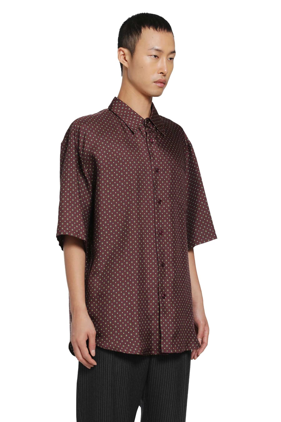 Saint Laurent Hexagon Silk Twill Shirt, view 3